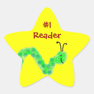 #1 Reader Bookworm Star Sticker