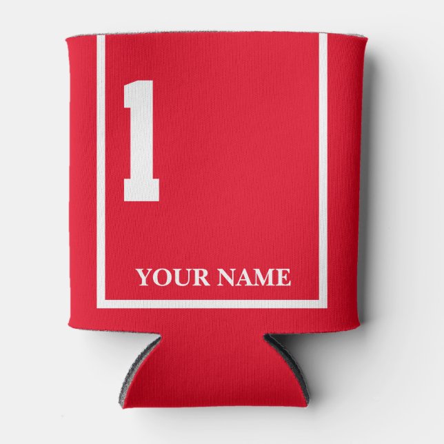 1 Red with White Horse Saddle Blanket Custom Can Cooler (Front)