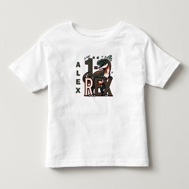 1 Rex Dinosaur Birthday T-Shirt (Front)