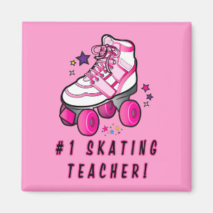 #1 Roller Skating Teacher: Rollerskate with Stars Magnet