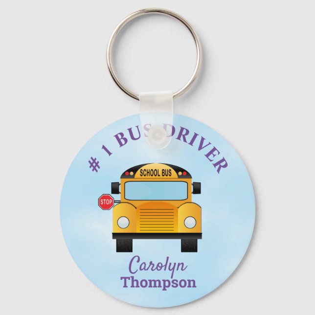 #1 School Bus Driver Keychain (Front)