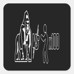 1 Silverback Gorilla vs 100 Humans_3 Square Sticker