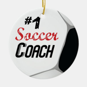 #1 Soccer Coach Large Ball Ceramic Ornament