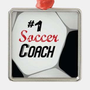 #1 Soccer Coach Large Ball Metal Ornament
