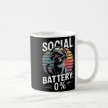 1% Social Battery Sarcastic Funny Introverted Cat  Coffee Mug<br><div class="desc">1% Social Battery Sarcastic Funny Introverted Cat Men Women</div>