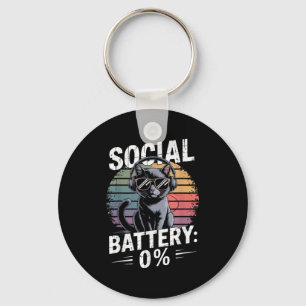 1% Social Battery Sarcastic Funny Introverted Cat  Keychain