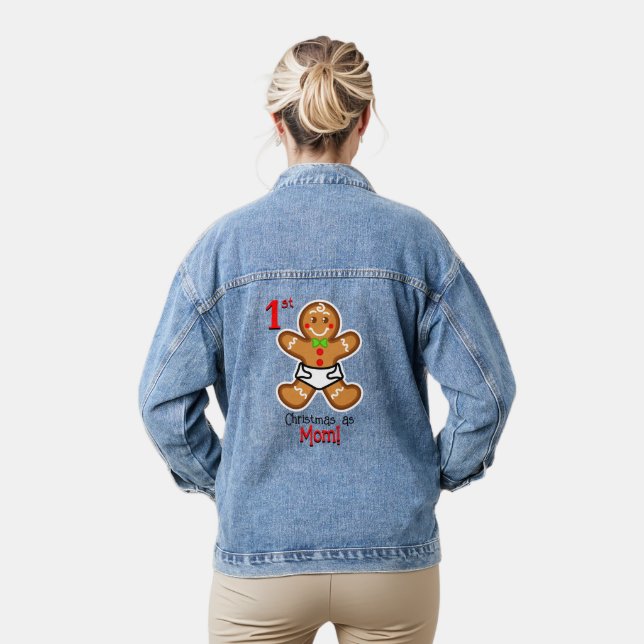 1 st Christmas as Mom-Baby Gingerbread Sweet XmaS Denim Jacket (Model)