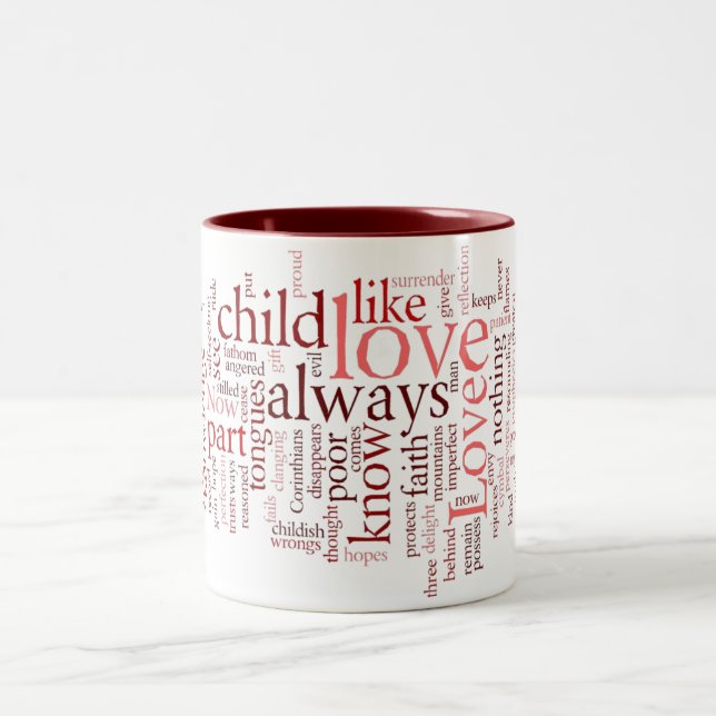 1 tasse de nuage de mot des Corinthiens 13 (Centre)