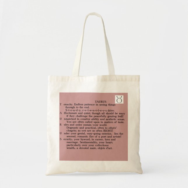 1-Taurus Apr 20-May 20 poem tote Bag (Front)