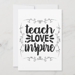 1- Teach Love Inspire Shirt, Retro Vintage Teacher Thank You Card