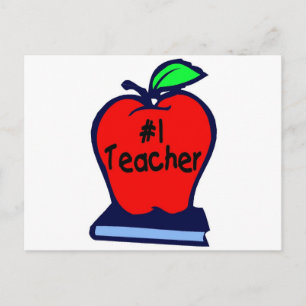 #1 Teacher (Apple/Books) Postcard