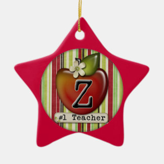 #1 teacher apple initial letter Z Ceramic Ornament