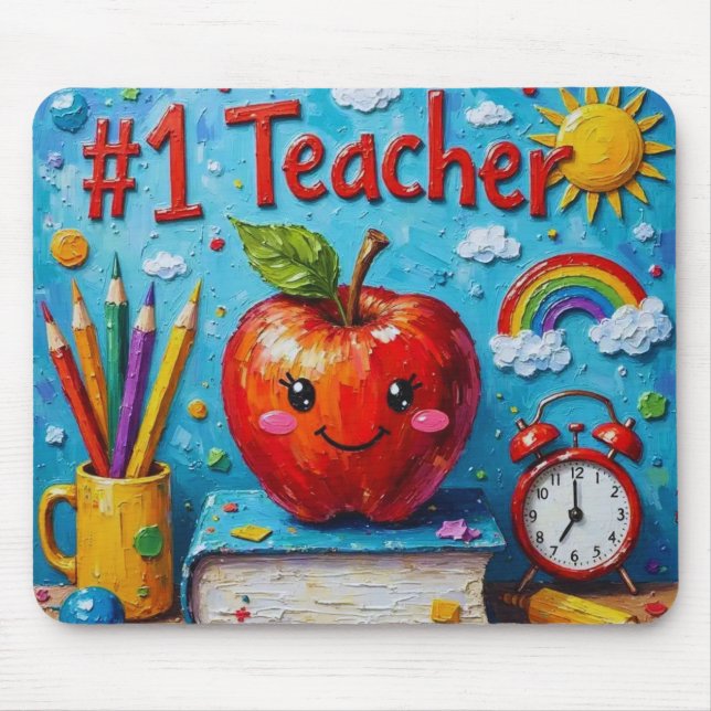 #1 Teacher Appreciation Illustration Mousepad (Front)