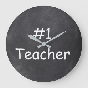#1 Teacher Chalkboard Design Gift Idea Large Clock