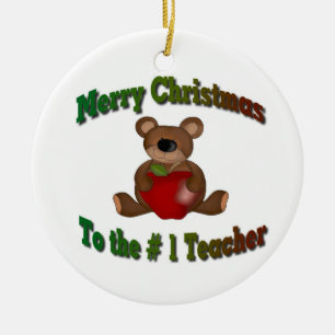 # 1 Teacher Merry Christmas Ceramic Ornament