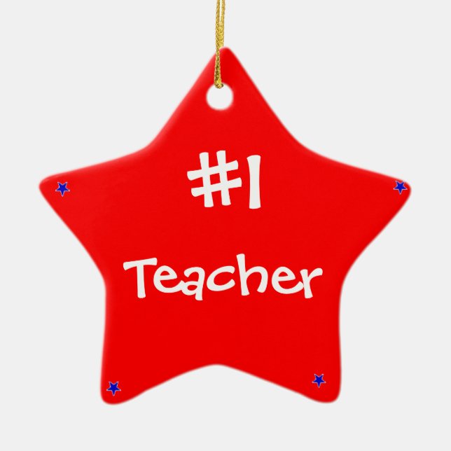 #1 Teacher Red Christmas Ornament & Quote (Front)