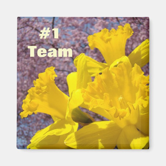 #1 Team magnet Bright Yellow Daffodil Flowers (Front)