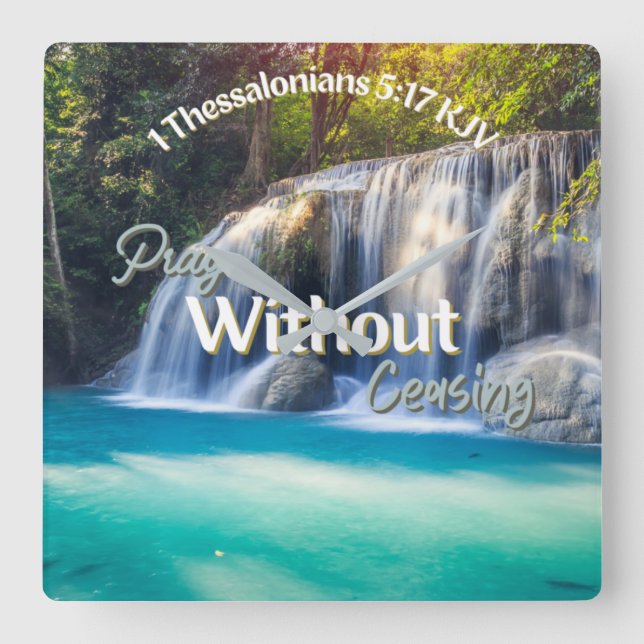 1 Thessaloniciens 5:17 Bible Verse Carré Horloge m (Recto)