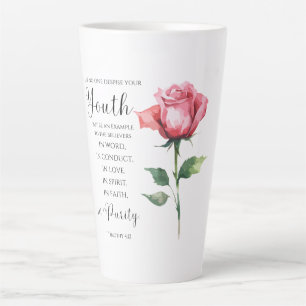 1 Timothy 4:12 - Youth Bible Verse Flower Latte Mug