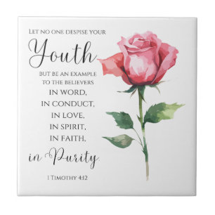 1 Timothy 4:12 - Youth Bible Verse Flower Tile