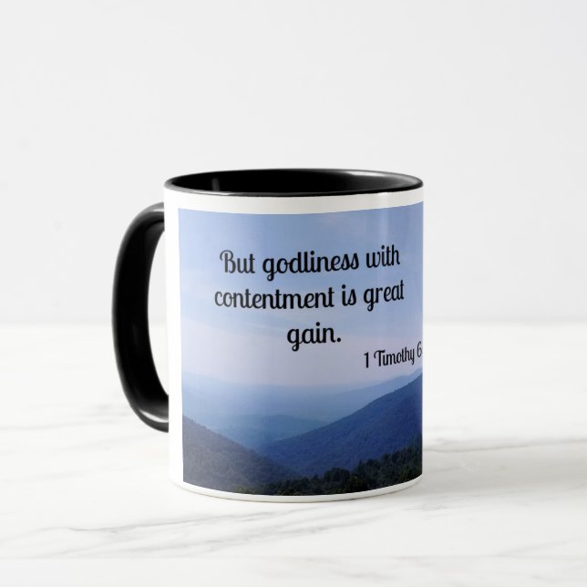 1 Timothy 6:6 But godliness with contentment is  Mug (Front Left)