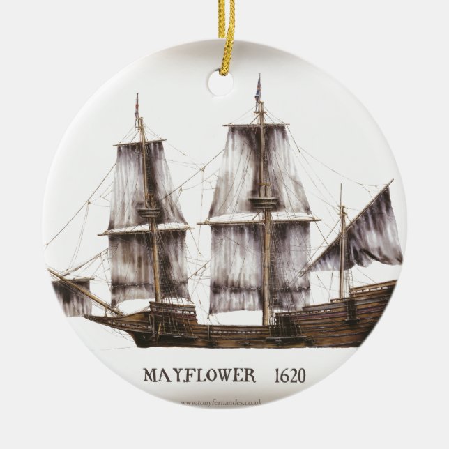 1 vintage mayflower ceramic ornament (Front)