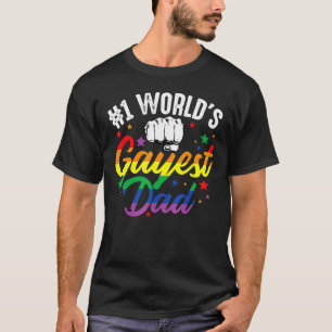 1 World's Gayest Dad Father's Day Lgbt Pride Rain T-Shirt