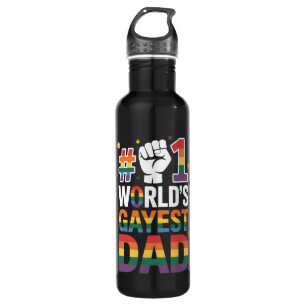 #1 World's Gayest Dad Funny Father's Day LGBT  710 Ml Water Bottle