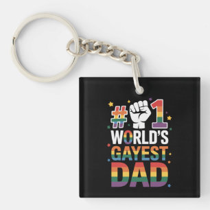 #1 World's Gayest Dad Funny Father's Day LGBT Keychain