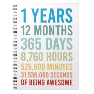 1 Year 12 Months 365 Days Being Awesome Birthday Notebook