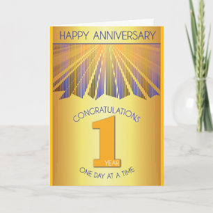 1 Year 12 Step Recovery Anniversary Customizable Card