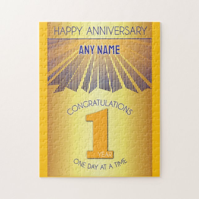1 Year | AA 12 Step Anniversary Personalized Jigsaw Puzzle (Vertical)