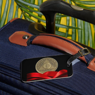 1 Year AA Anniversary Coin Red Ribbon Luggage Tag