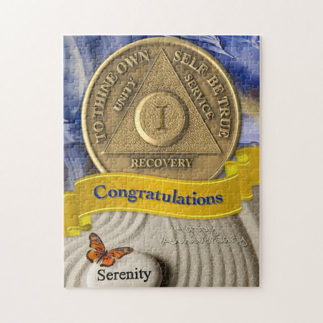 1 Year AA Anniversary Congratulations Serenity Jigsaw Puzzle (Vertical)