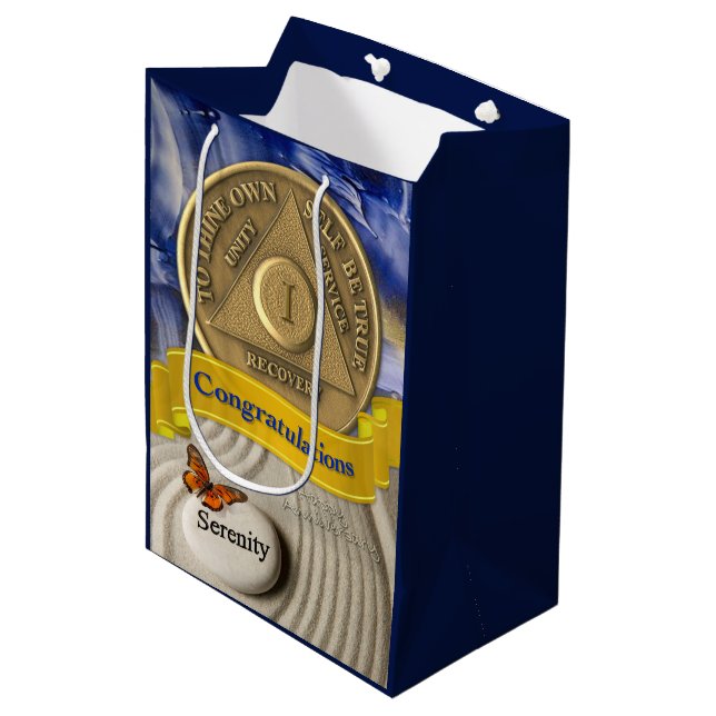 1 Year AA Anniversary Congratulations Serenity Medium Gift Bag (Front Angled)