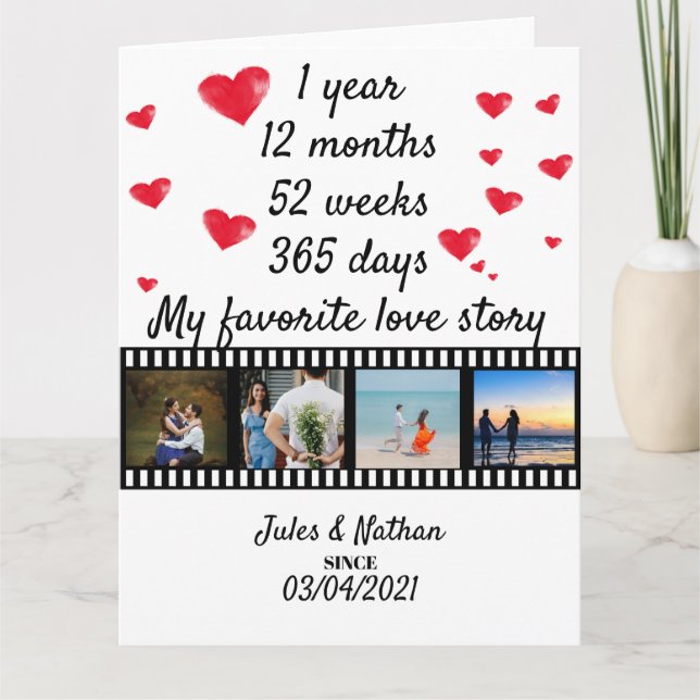 1 year anniversary film strip photo display card (Front)