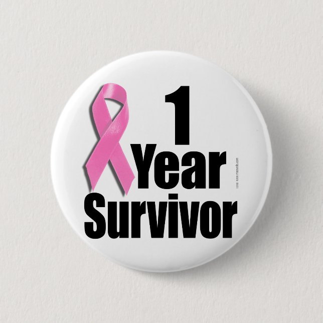 1 year Breast Cancer Survivor 2 Inch Round Button (Front)