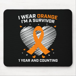 1 Year Cancer Free Leukaemia Survivor Gifts Orange Mouse Pad