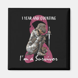 1 Year Cancer Free Pink Breast Cancer Survivor Gif Magnet