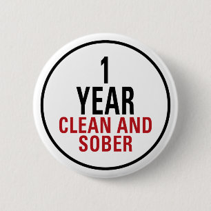 1 Year Clean and Sober 2 Inch Round Button