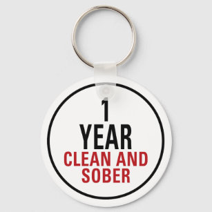 1 Year Clean and Sober Keychain