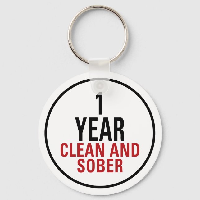 1 Year Clean and Sober Keychain (Front)
