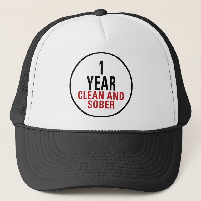 1 Year Clean and Sober Trucker Hat (Front)