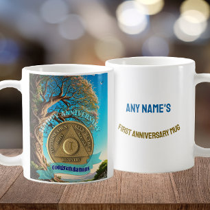 1 Year CUSTOM NAME AA Coin Tree Of Life Coffee Mug