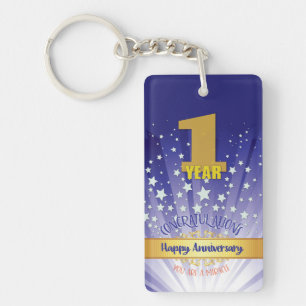1 Year CUSTOM Recovery Anniversary Bold Numeral Keychain