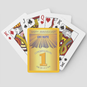 1 Year Golden Ray 12 Step CUSTOM NAME Playing Cards