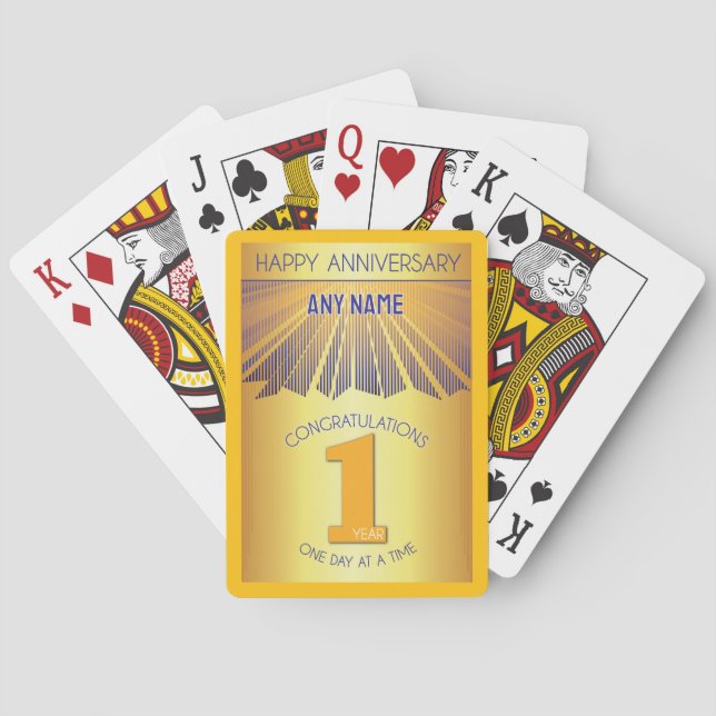1 Year | Golden Ray 12 Step CUSTOM NAME Playing Cards (Back)