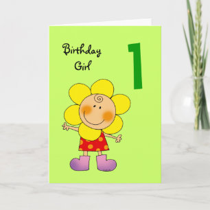 1 year old birthday girl card
