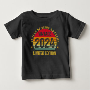 1 Year Old First 2024 Cute 1st Birthday Baby Boys T-Shirt