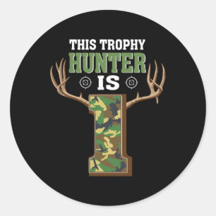 1 Year Old Hunting 1st Birthday Party Deer Hunter  Classic Round Sticker